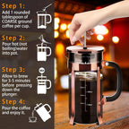 French Press Coffee Maker 304 Stainless Steel Coffee Press,with 4 Filters System, Heat Resistant Thickness Borosilicate French Press Glass, BPA-Free Brewed Tea Pot Coffee Plunger(Copper 12oz)