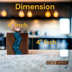 Generic Wood Coaster Set for Drinks | Handmade with Dark Walnut & Natural Wood Sealant Finish for Water Resistance, Easy Cleaning & No Stains | Epoxy Resin River (4 Pieces) (Blue)