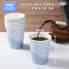 MUCHII Paper Coffee Cups 10 oz, 240 Count Disposable Coffee Paper Cup, Paper Drinking Cups for Hot/Cold Beverage