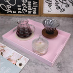 Pink Serving Tray for Coffee Table, Rectangular Plastic Decorative Tray with Handles for Entertaining, Outdoor Patio, Living Room, Ottoman, Bathroom Counter, 11.8”*15.7”*1.6”