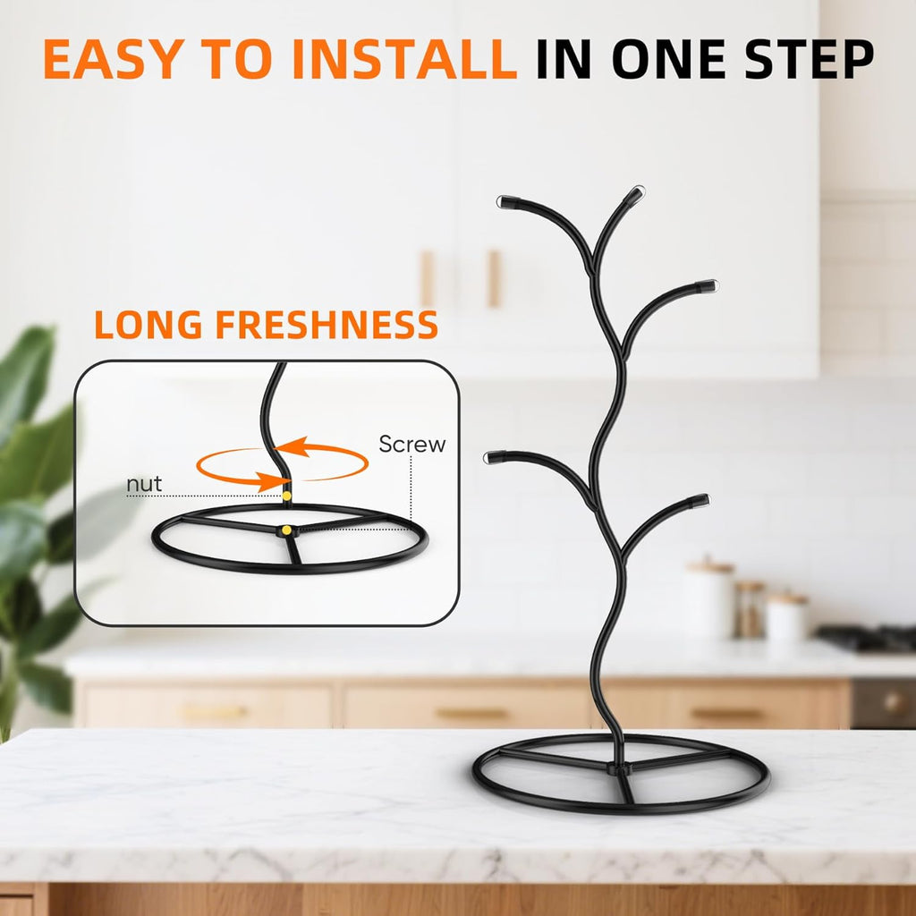 2 Pack Mug Holder, Metal Coffee Mug Holders Tree, Decorative Mug Rack, Mug Cup Tree for Kitchen Decor Organizer, Black