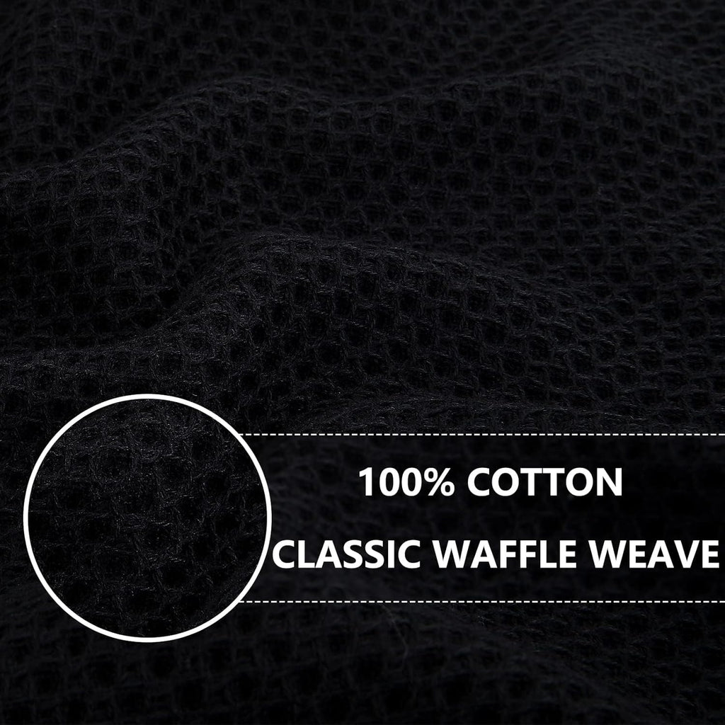 Homaxy 100% Cotton Waffle Weave Kitchen Dish Cloths, Ultra Soft Absorbent Quick Drying Dish Towels, 12 x 12 Inches, 18-Pack, Black
