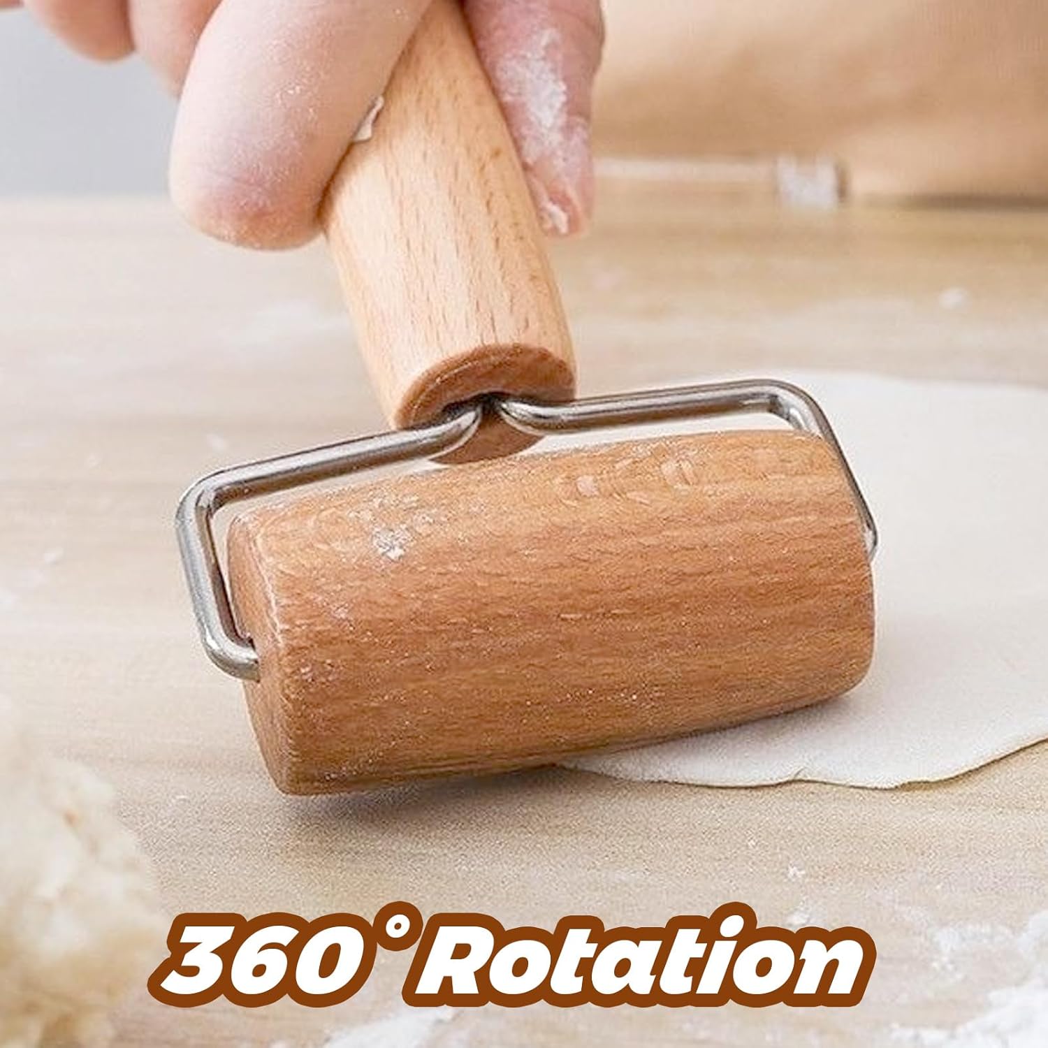 Small Rolling Pin, Wooden Dough Roller, Non-Stick Pizza Roller, T Type Rolling Pins for Kitchen Baking, Pizza Dough Press (2.8 * 5.1 inch)