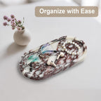 Natural Marble Vanity Tray - Moujings Genuine Marble Perfume Tray for Bathroom Decor, Stone Bathroom Vanity Organizer Tray for Kitchen Counter, Candles, Jewelry, Coffee, Makeup, Key