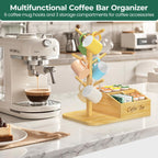 EsLuker.ly Mug Tree Holder Stand, Countertop Bamboo Coffee Cup Organizer Rack for Kitchen Office, Space-Saving Coffee Station Bar Organizer with 6 Hooks, Modern Design Enhances Decor
