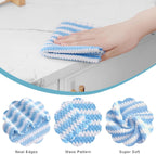 Homaxy 24 Pack Kitchen Dish Cloths, Ultra Soft and Absorbent Dish Towels, Reusable Fast Drying Microfiber Cleaning Cloth, Coral Velvet Wave Design No-lint, 10 x 10 inches, Blue