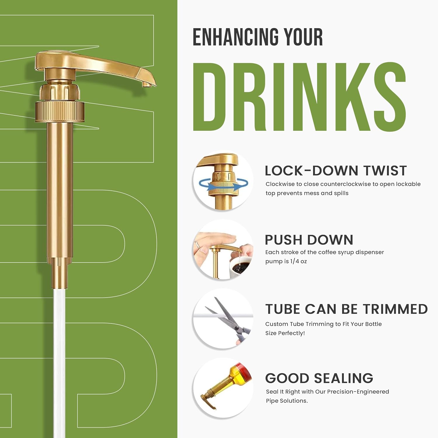 Jimoco® Syrup Pump Dispenser + Torani® Cane Sugar Syrup, 25.4 oz - Coffee Syrup Pump & Flavoring Bundle