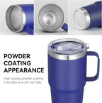 VEGOND 20 oz Tumbler with Handle Lid and Straw, Stainless Steel Insulated Travel Coffee Mug Spill Proof Double Wall Metal Tumbler Cup Keeps Drink Hot and Cold, Royal Blue 1 Pack