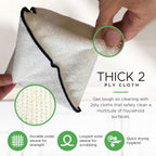 Whiffkitch Dishcloths Dishrags for Kitchen and Household Cleaning 6x7 3-Pack Non-Scratch 2-Ply Weave, Bamboo-Rayon Fabric, Absorbent, Washable, Long-Lasting