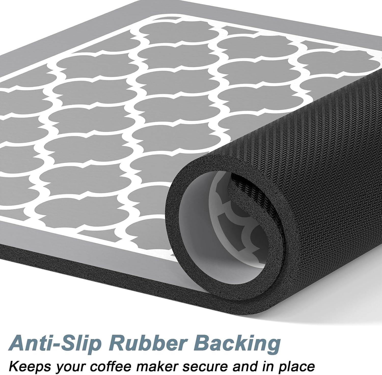 Rnivvi Coffee Mat, 12" x 19" Cute Coffee Bar Mats for Espresso Machine Station Accessories and Organizer, Hide Stain Rubber Backed Absorbent Dish Drying Pad for Kitchen Counter, Abstract Geometric