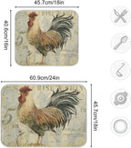 Farmhouse Rooster Dish Drying Mat 18 x 24 Inch with Hanging Loop High Absorbent Reversible Microfiber Dish Drying Pad Dish Rack Pad Drainer Mat for Kitchen Counter Coffee Bar
