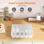 Lifewit Silverware Organizer with Lid, Covered Utensil Tray for Kitchen Drawer and Countertop, Plastic Cutlery and Flatware Storage Box for Spoons Forks Knives Holder Case, 6 Compartments, White