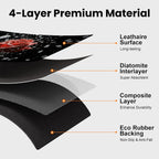 17"x 32" Coffee Bar Mat, Red Rose Absorbent Dish Drying Mat Cuttable Hide Stain Draining Table Pad for Kitchen Counter, Coffee Bar Accessories