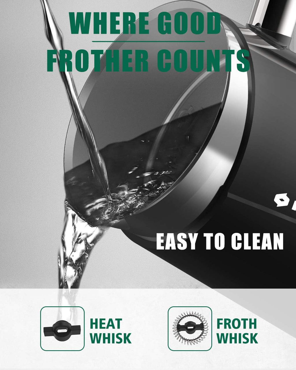 Huogary Milk Frother, Milk Steamer for Milk Foam & Hot Milk(4.5oz/10.5oz), Electric Milk Frother and Warmer for Homemade Coffee, 120V (Black)