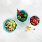 TP Large Mixing Bowl Set with Lids, Melamine Nesting Bowls Set for Pasta Baking Salad Mixing, Set of 3, Glossy Turquoise