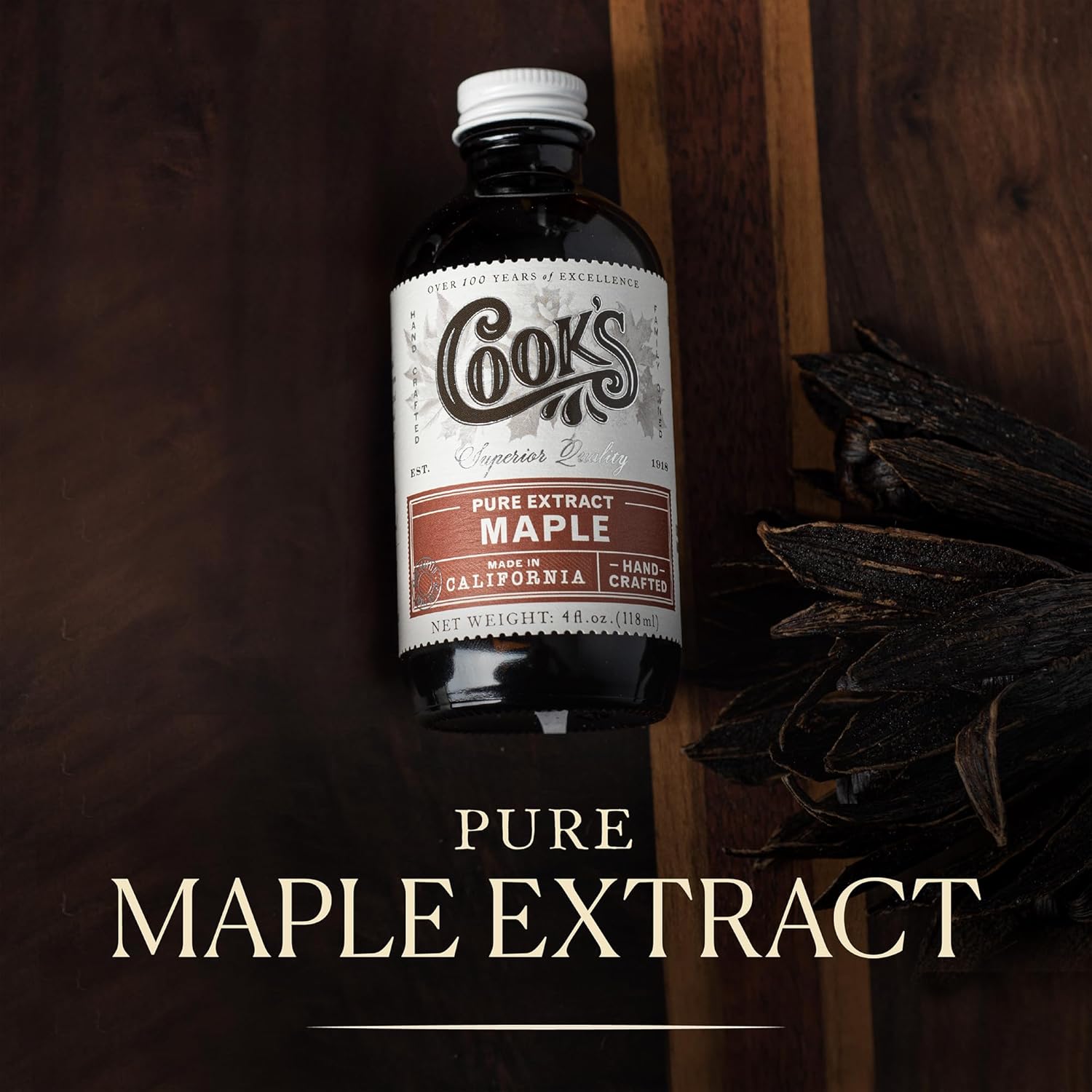 Cook's, Pure Maple Extract, All Natural Premium Maple Sap from Vermont's Finest Maple Trees, 8 oz