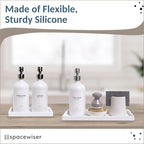 Countertop and Vanity Tray - 2 PC (11” and 7”) Shatterproof Silicone Kitchen and Bathroom Trays for Counter, Kitchen Soap Dispenser Tray, Vanity Trays for Bathroom, Perfume Key Tray