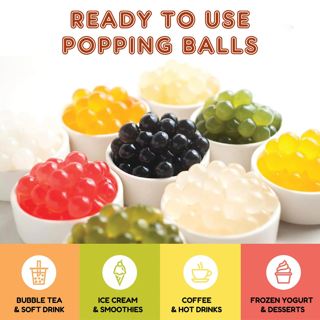 Fanale Lemon Popping Boba Pearls, Vegan, Non GMO, Gluten Free, Fat Free, Perfect for Bubble Tea, Smoothies, Ice Cream, Desserts, and Beverages.
