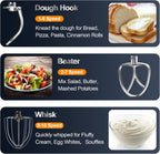 Stand Mixer, 6.5QT 10-Speed Tilt-Head Electric Stand Mixer, 3-In-1 Kitchen Mixer with Bowl, Dough Hook, Whisk and Beater, Food Mixer for Baking, Cake and Most Home Cooks, Black