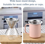 Small Size Pour Over Coffee Filter Dripper, Stainless Steel Metal Cone Drip Coffee Filter, Paperless and Permanently Reusable, Double Mesh Coffee,Tea Filter for 1-2 Cups