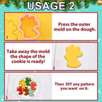 Leesgel Christmas Cookie Cutters, 3D Christmas Holiday Cookie Cutters Shapes with Santa/Xmas Tree/House/Deer, Christmas Party Decorations Ornaments