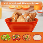 Silicone Banneton, Sourdough Bread Baskets (Set of 6, 6.5 Inch), Oval Proofing Bread Bowls with Starter Kit, Bread Making Baking Supplies