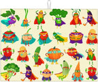 Colorful Cartoon Vegetable Dish Drying Mats, 18 x 24 inch Absorbent Microfiber Decorative Kitchen Counter Mats, Polyester, Washable, Absorption, Foldable, for Sink, Dishes Utensils, Small Appliances