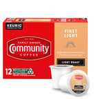 Community Coffee First Light, 12 Keurig Coffee Pods, Light Roast, Compatible with all K-Cup Brewers, 12 Count (Pack of 1)