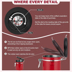 ShanSon Coffee Canister Airtight Coffee Container Stainless Steel Coffee Bean Storage Container with Scoop Coffee Canister for Beans Grounds Sugar Flour Tea Cereal,11OZ,Red