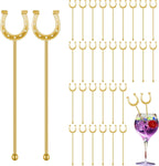 6 Inch Derby Drink Plastic Stirrers Swizzle Sticks for Cocktails Coffee Reusable U Shaped Horseshoe Drink Stirrers for Coffee Beverage Party Bar Weddings Events(Gold,30 Pcs)