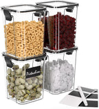 CHANCETSUI Small Airtight Food Storage Containers with Lids: Kitchen Pantry Organization for Dry Baking Ingredients BPA Free Clear Plastic 4-Piece Canister Set, 1.1 qt /1 L