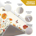 Fall Orange Wildflower Dish Drying Mat for Kitchen Counter,Autumn Floral Butterflies Drying Mat 18 x 24 Inch with Absorbent Reversible Microfiber Dish Drying Pad Dish Pad for Coffee Bar