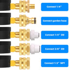 MEANLIN MEASURE 0~200Psi 3/4" Female Water Pressure kit Plus 5 adapters, 2.5" FACE DIAL Multi-Purpose Pressure Gauge kit, Hydraulic Tester,Suitable for Gardens, Water Pipes, etc