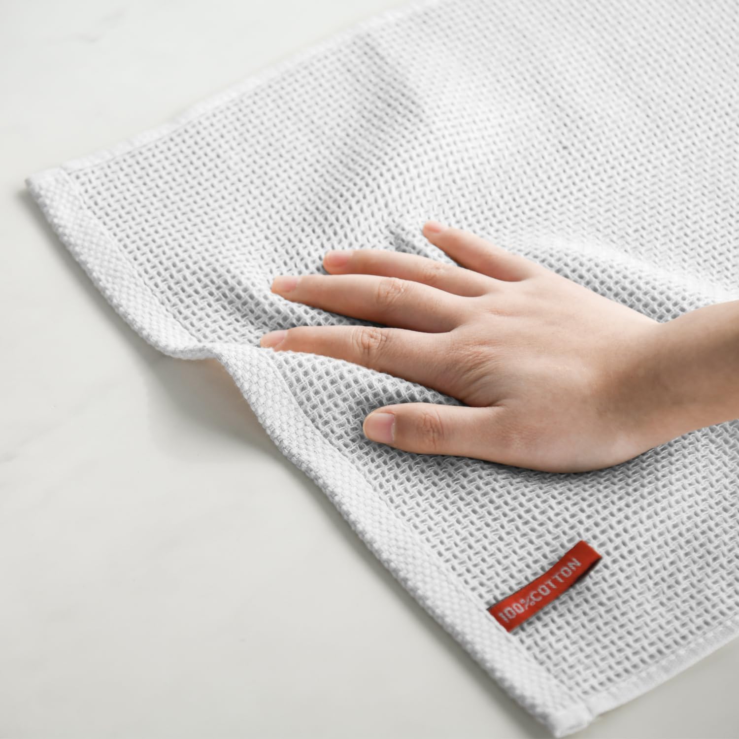 Artoid Mode 100% Cotton Light Grey Waffle Weave Kitchen Dish Cloths, 12x12 Inch Ultra Soft Absorbent Quick Drying Kitchen Dish Towels Set of 6