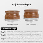 51mm Espresso Distribution Tool with Red Rosewood Handle Stainless Steel Coffee Distributor Adjustable Depth Espresso Leveler, Compatible with 51mm Portafilter