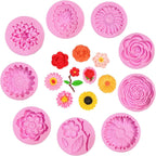 9 Pcs Flowers Fondant Molds Silicone Molds for Cupcake Dessert Chocolate Jelly Cookie Decor, Jewelry, Pastry, Chocolate,Handmade Soap Mould Candy Making