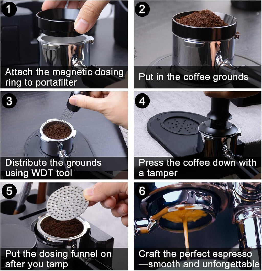 Espresso Accessories Kit 51mm, Coffee Tamper Set with Espresso Tamper, WDT Tool, Espresso Tamper Mat, Espresso Dosing Funnel, Puck Screen, Espresso Tools for 51mm Coffee Machine Accessories