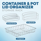 Food Container Lid Organizer - Lid Storage Holder, Large, Chrome