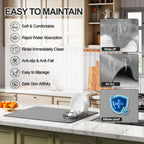 Dish Drying Mat for Kitchen Counter | Coffee Bar Mat for Countertops | Heat Resistant Drainer Mat with Non-slip Rubber Backed | Hide Stain Kitchen Absorbent Draining Mat | Grey 18"x32"