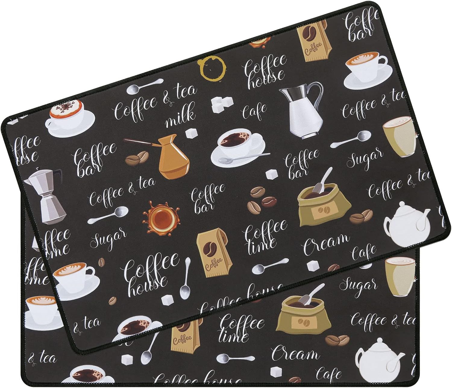 SHACOS Coffee Mat 2-Pack 12x19 Inch Absorbent Non Slip Coffee Maker Mats for Countertop Bar Accessories Dish Drying Mat Waterproof Heat Resistant, Brown