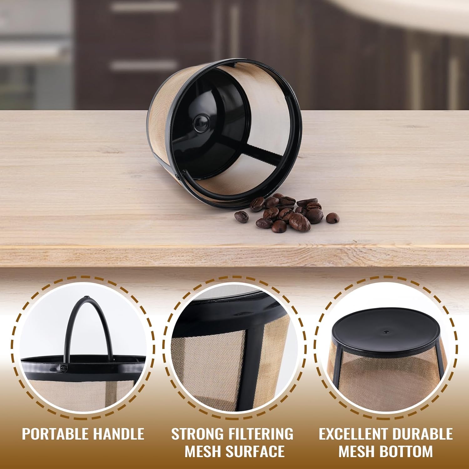 4Pack Coffee Maker Filter Compatible with Mr Coffee 5 Cup,Reusable And Durable Stainless Steel,BPA-Free,Golden Basket