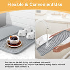 Silicone Coffee Mat,16'' x 16'' Coffee Bar Mat with Detachable Dish Drying Mat for Kitchen Countertops,Coffee Bar Accessories Fit Under Coffee Maker Coffee Machine Espresso Machine Dish Rack