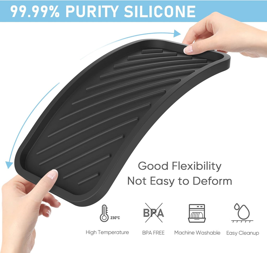 EG-SIPRO Kitchen Sink Organizer Tray,Sponge Holder for Kitchen Sink Bathroom Counter Tray Sponge Caddy Silicone Soap Holder for Soap dispenser, Bottle, Dishwashing Accessories(2-pack)