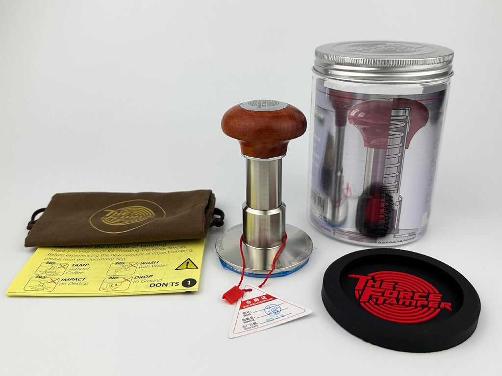 The Force Tamper Automatic Impact Coffee Tamper Standard Set Wood Handle (Jelly, 53.50mm)