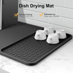 Silicone Coffee Mat,16''x16'' Coffee Bar Mat with Detachable Dish Drying Mat for Kitchen Countertops,Coffee Bar Accessories Fit Under Coffee Maker Coffee Machine Coffee Pot Espresso Machine Dish Rack