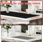 78.7”x23.6”(200cmx60cm) Heat Resistant Mat for Countertop, Silicone Mats for Kitchen Counter, Extra Large Counter Mat, Nonslip Mats for Crafts Countertop Protector, Black