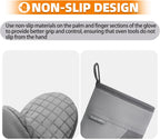 Mini Oven Mitts, Kitchen Oven Gloves Kitchen Mittens 500 Degrees Heat Resistant Baking Gloves, Non-Slip Silicone Surface with Hanging Loops Hot Gloves for Cooking, Baking, BBQ 1 Pair-Gray