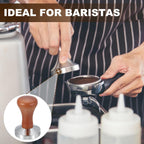 uxcell 58mm Coffee Tamper, Stainless Steel Espresso Press Tamper, Espresso Tamper with Wooden Handle Suitable for Coffee Shop, Restaurant Bar, Bakery (Dark Brown)