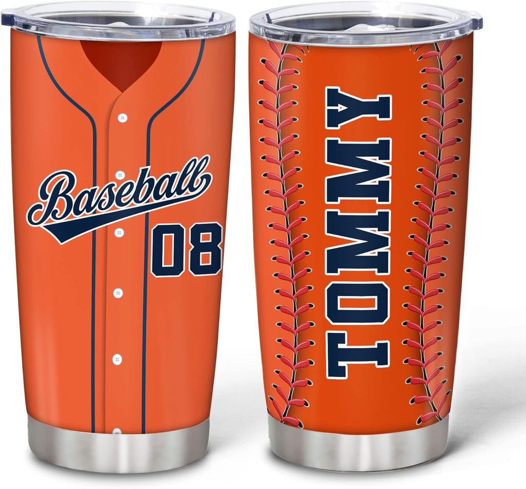 Hyturtle Personalized Baseball Tumbler Baseball Players Design Stainless Steel Double Walled Vacuum Insulated Tumblers 20oz30oz Coffee Travel Mug Cup Christmas Gift For Men Boys Friends Dad Sports Fan