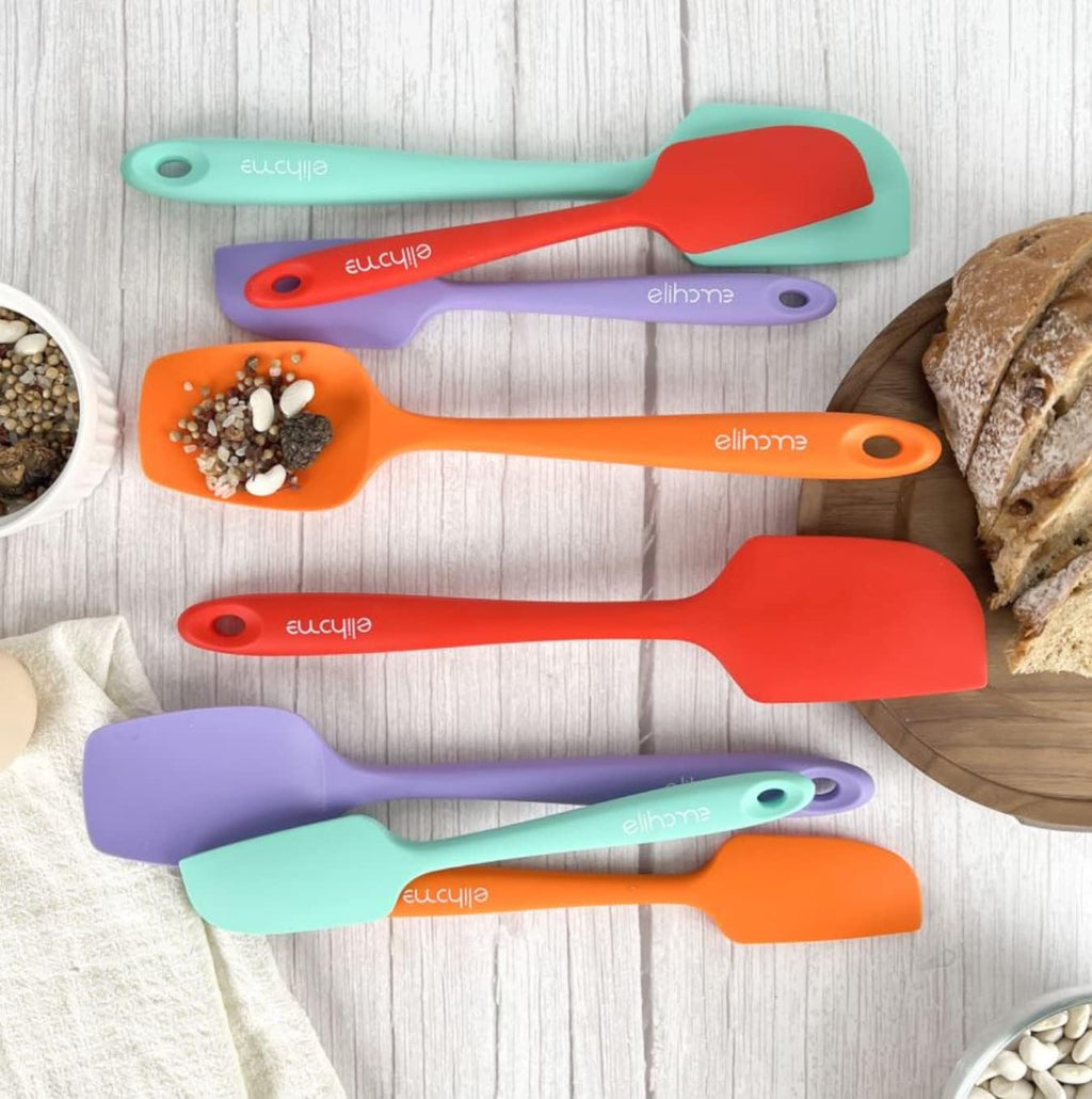 Elihome Chef Series 3 Piece Silicone Spatula Set - 600°F Heat Resistant Non Stick Rubber Kitchen Scraper Spatulas for Cooking, Baking, and Mixing – BPA Free and LFGB Certified Silicone, Green Color